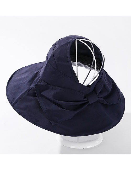 Fashion Navy Blue Bow-shade Solid Color Empty Top Hat