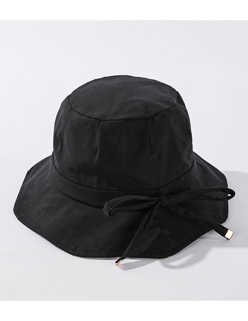 Fashion Black Irregular Side Cotton Tethered Fisherman Hat