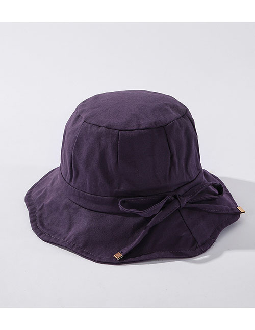 Fashion Purple Irregular Side Cotton Tethered Fisherman Hat