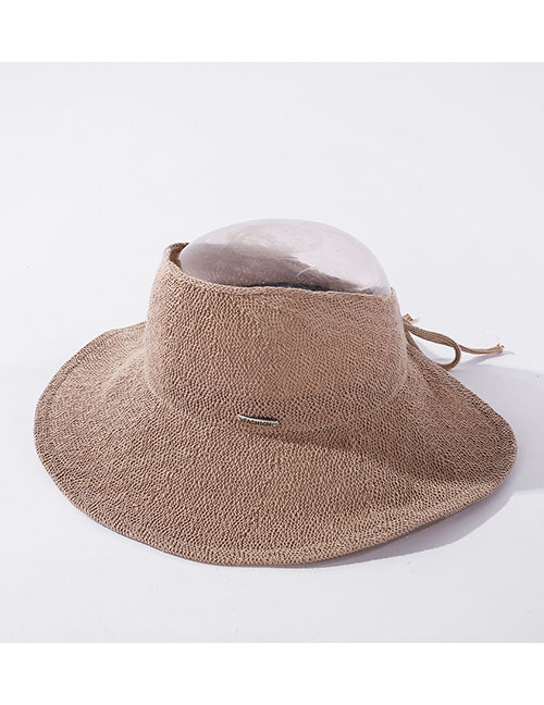 Fashion Khaki Milk Silk Big Eaves Cover Face Sunscreen Top Hat