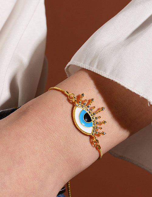 Fashion Eyelashes Gold-plated Diamond-set Diamond Dripping Eye Adjustable Bracelet