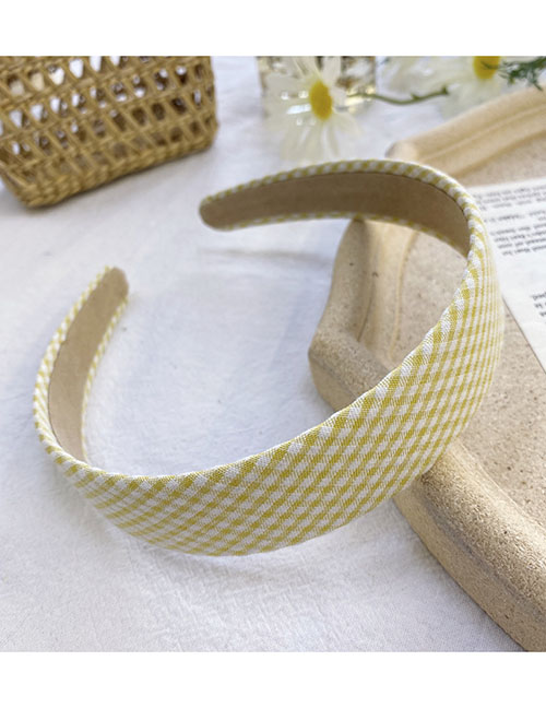 Fashion Plaid Yellow Floral Checked Printed Broadband Hairband