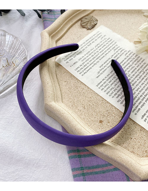Fashion Purple Sponge Solid Color Wide-brimmed Fabric Headband
