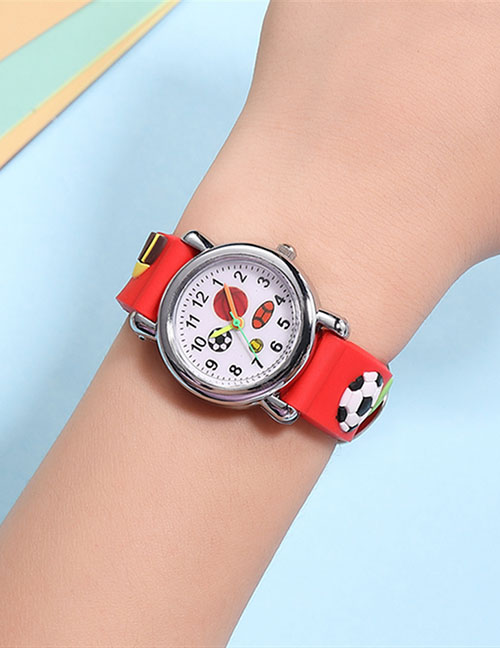 Fashion Red 3d Floating Sculpture Tape Football Children's Watch