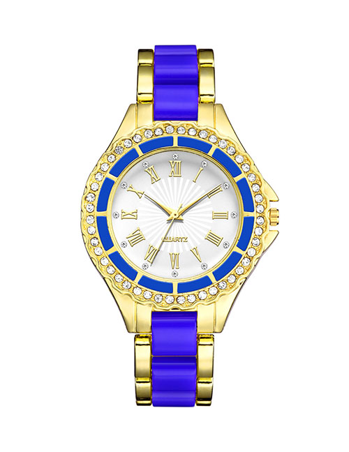 Fashion Blue Diamond Quartz Acrylic Quartz Watch