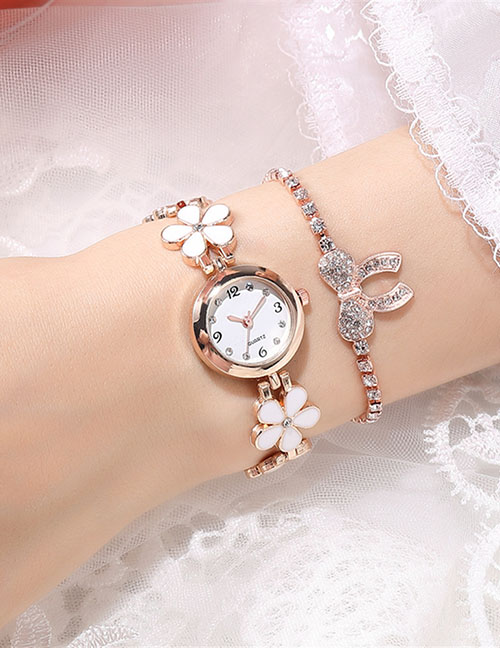 Fashion White Diamond Stainless Steel Quartz Bracelet Watch