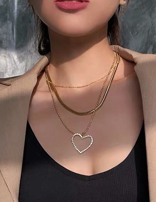 Fashion Golden Diamond Cutout Alloy Hollow Necklace