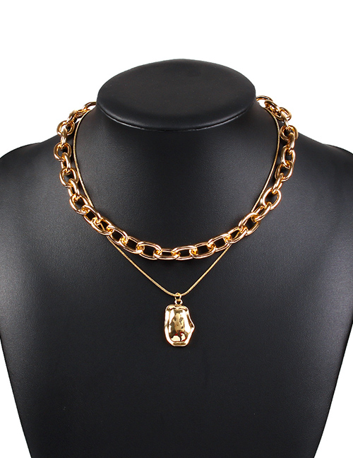 Fashion Golden Geometric Pendant Alloy Multi-layer Necklace
