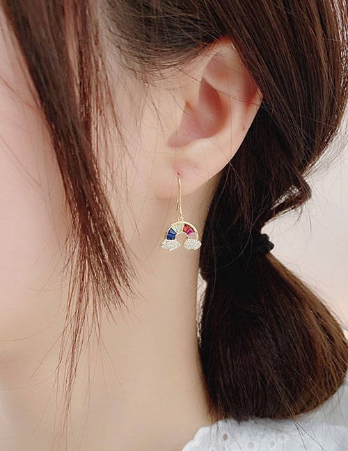Fashion Earrings Rainbow-set Zircon Contrast Earring Necklace