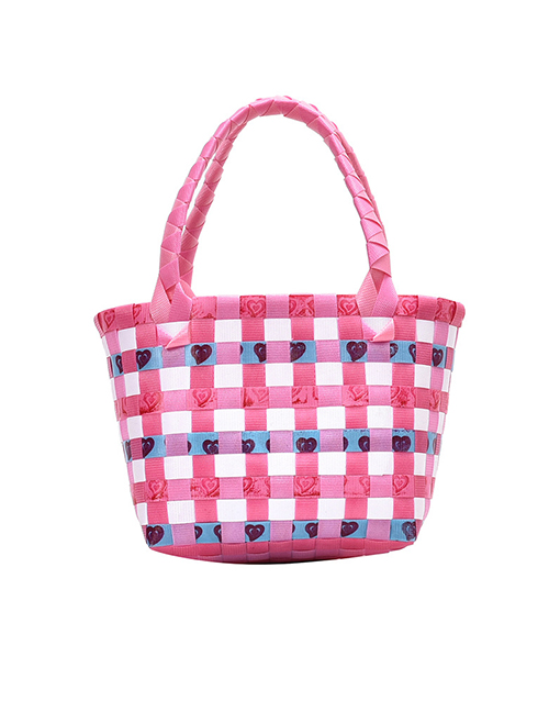 Fashion Color Six Woven Contrast Color Vegetable Basket Handbag