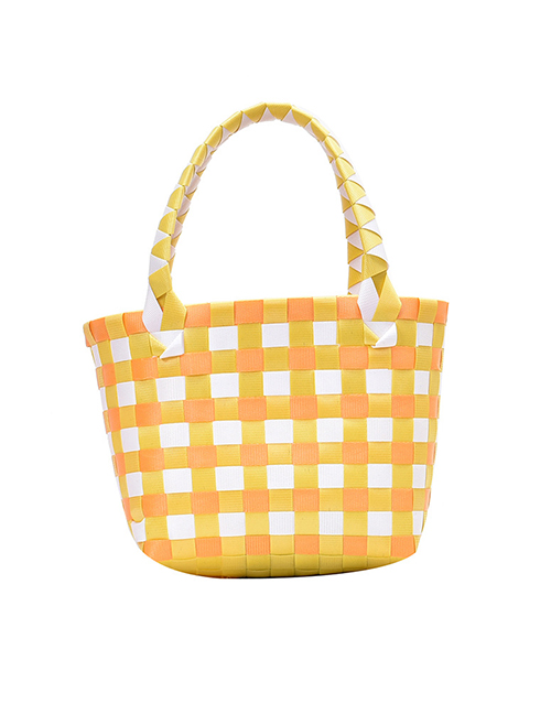 Fashion Aiichi Woven Contrast Color Vegetable Basket Handbag