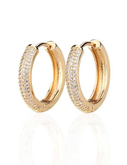 Fashion Gold-plated White Zirconium Copper Plating Multi-row Zirconium Round Earrings