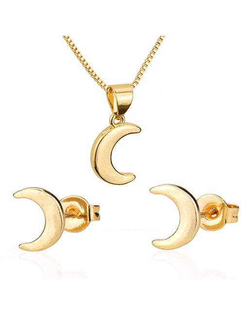 Fashion Golden Moon Gold-plated Stud Necklace Set