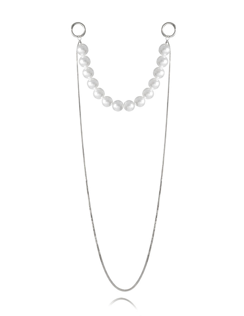 Fashion White K Pearl-like U-shaped Tassel Multi-layer Necklace