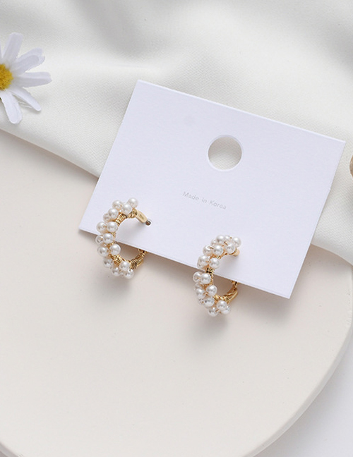 Fashion Pearl Hand-woven Crystal Pearl Alloy Earrings