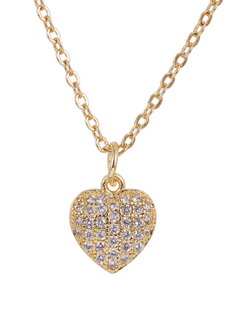 Fashion Golden Copper-set Zircon Love Necklace