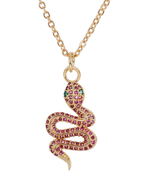 Fashion Golden Copper-set Zircon Serpentine Necklace