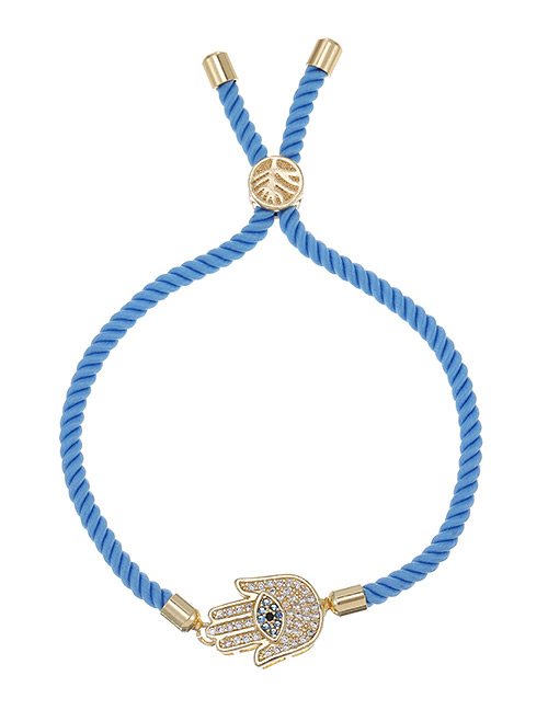 Fashion Blue Copper Inlaid Zircon Braided Wire Palm Bracelet