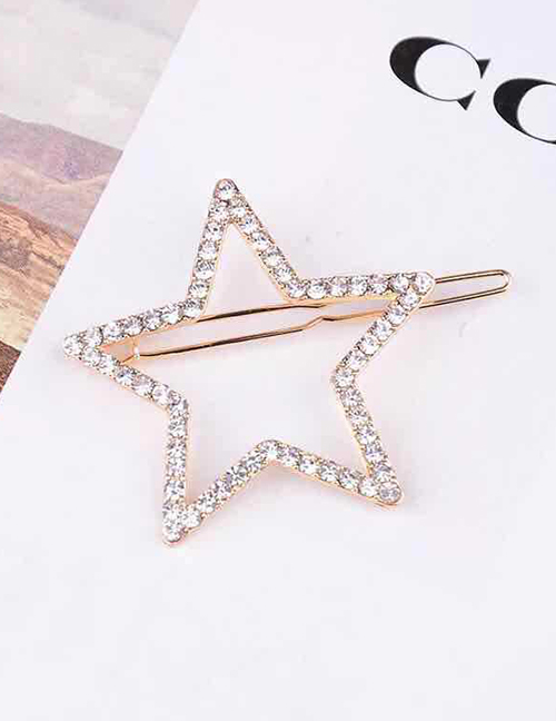Fashion Pentagram Diamond-shaped Alloy Geometric Hollow Alloy Hairpin