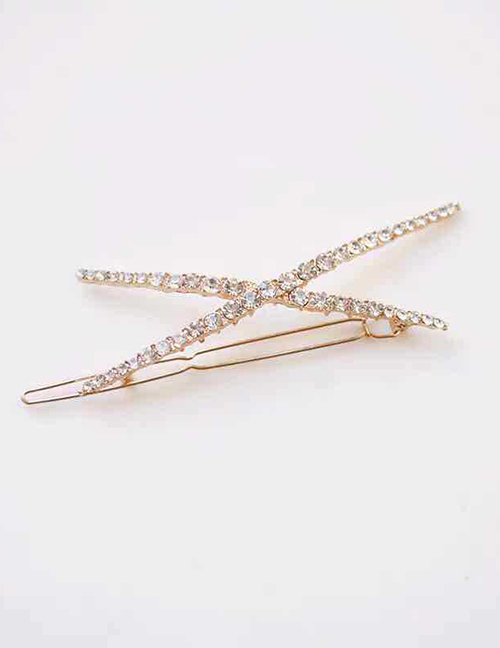 Fashion Cross Shape Golden Diamond-shaped Alloy Geometric Hollow Alloy Hairpin