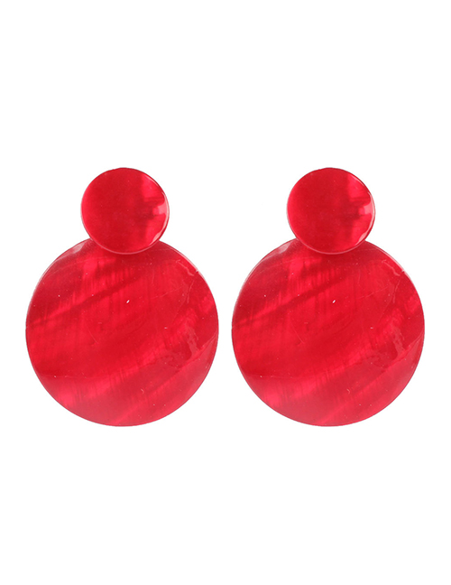 Fashion Red Geometric Round Shell Earrings