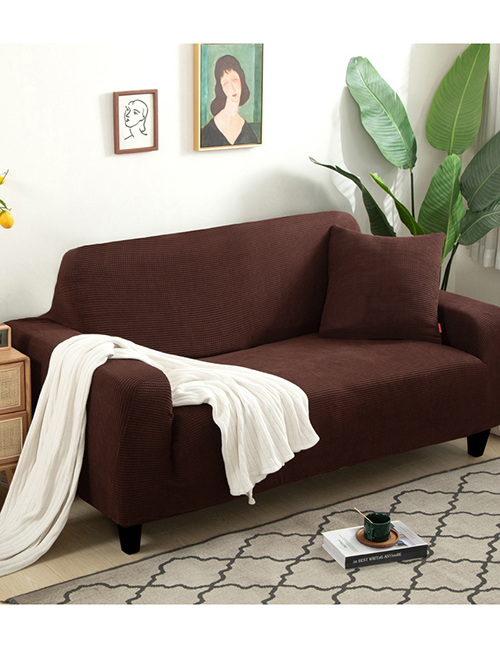 Fashion Deep Coffee Thick Corn Wool Dustproof Solid Color All-inclusive Elastic Non-slip Sofa Cover