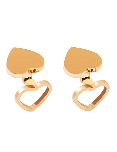 Fashion Rose Gold Titanium Steel Electroplated Heart-shaped Hollow Earrings