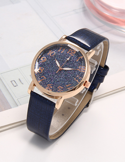Fashion Blue Starry Sky Surface Strap Watch Digital Hands Ladies Quartz Watch
