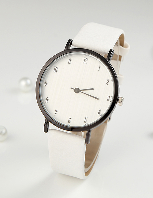 Fashion White Digital Watch With Ultra-thin Dial With Pu Belt