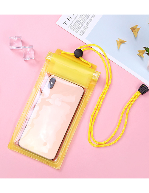 Fashion Yellow Pvc Transparent Three Drifting Swimming Hot Spring Mobile Phone Waterproof Bag