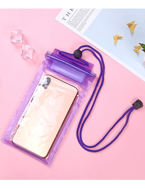 Fashion Purple Pvc Transparent Three Drifting Swimming Hot Spring Mobile Phone Waterproof Bag
