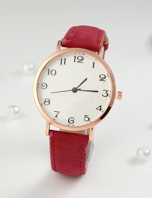 Fashion Red Ultra-thin Frosted Belt Quartz Watch