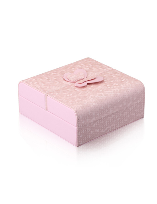 Fashion Pink Bowknot Leather Jewelry Box
