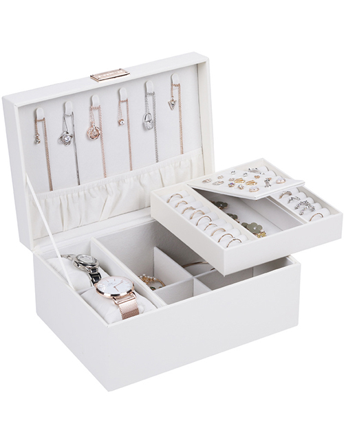 Fashion White Separate Multifunctional Pu Leather Jewelry Box