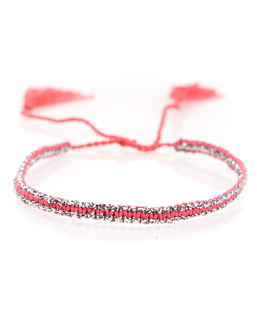 Fashion Watermelon Red Hand-woven Rope Tassel Adjustable Bracelet