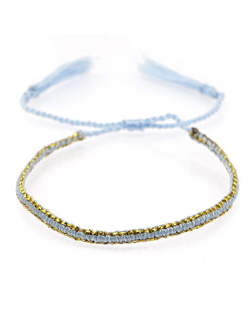 Fashion Gray-blue Hand-woven Rope Tassel Adjustable Bracelet