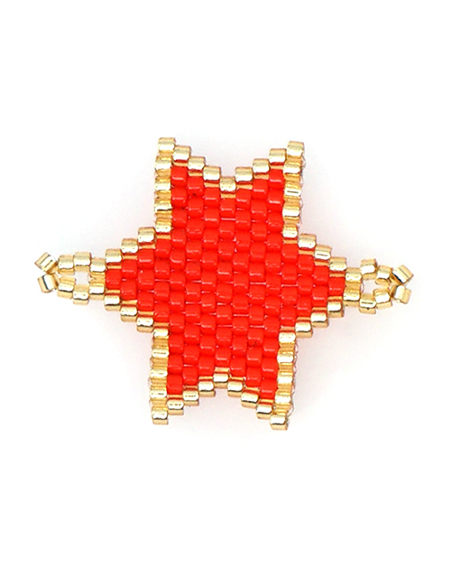 Fashion Red Rice Beads Weave Geometric Pattern Accessories