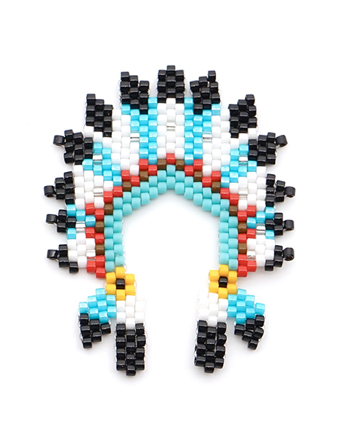 Fashion Geometric Blue Rice Beads Weave Geometric Pattern Accessories