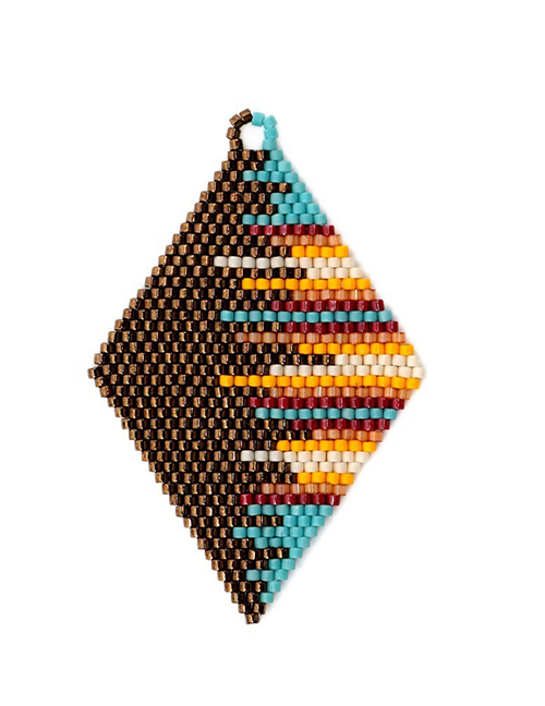 Fashion Diamond Brown Rice Beads Weave Geometric Pattern Accessories