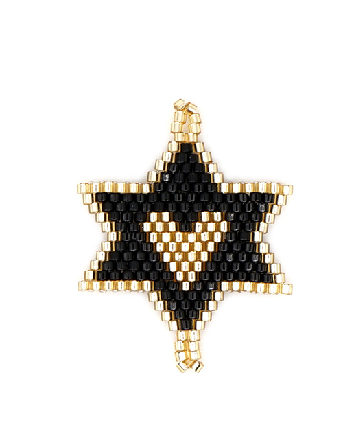 Fashion Pentagram Black Rice Beads Weave Geometric Pattern Accessories