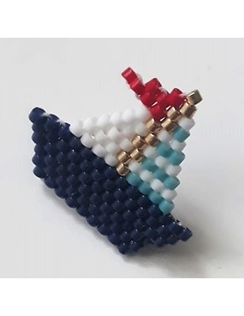 Fashion Boat Blue Rice Beads Weave Geometric Pattern Accessories