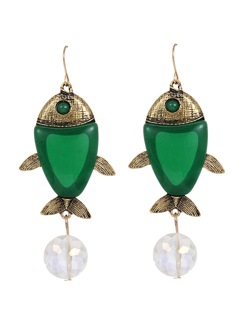 Fashion Transparent Beads Alloy Resin Fish Earrings