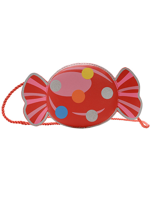 Fashion Red Candy Print Woven Rope Childrens Shoulder Messenger Bag