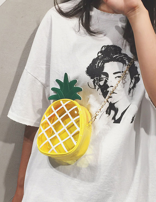 Fashion Yellow Pvc Transparent Jelly Pineapple Shoulder Bag