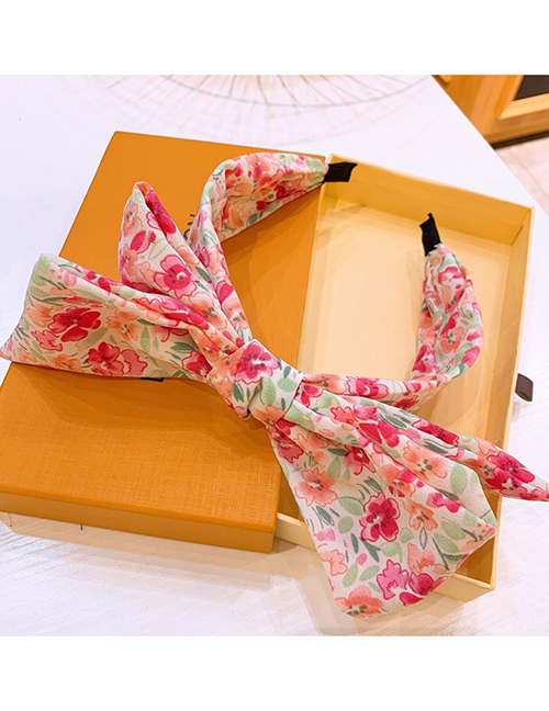 Fashion Red Floral Double Bow Headband