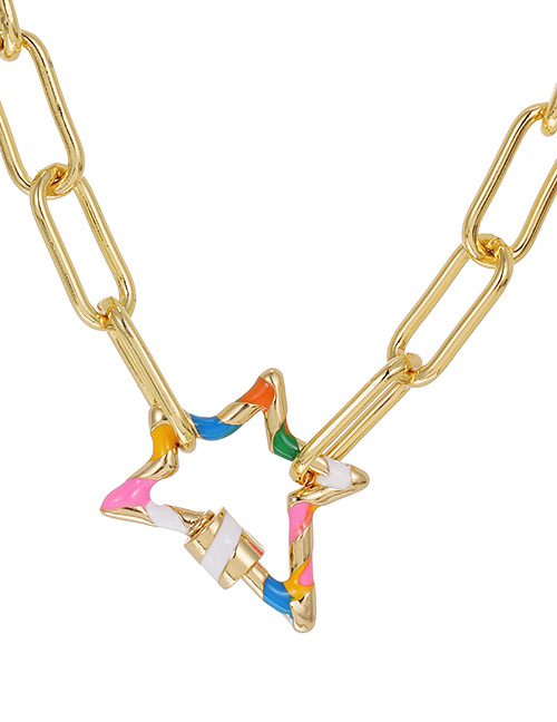 Fashion Pentagram Copper Color Geometric Necklace