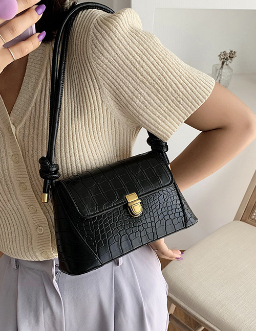 Fashion Black Crocodile-lock Shoulder Bag