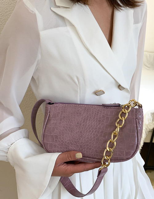Fashion Purple Stone Chain Shoulder Bag