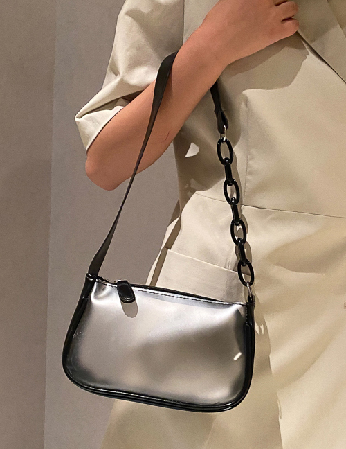 Fashion Black Transparent Jelly Acrylic Chain Shoulder Bag