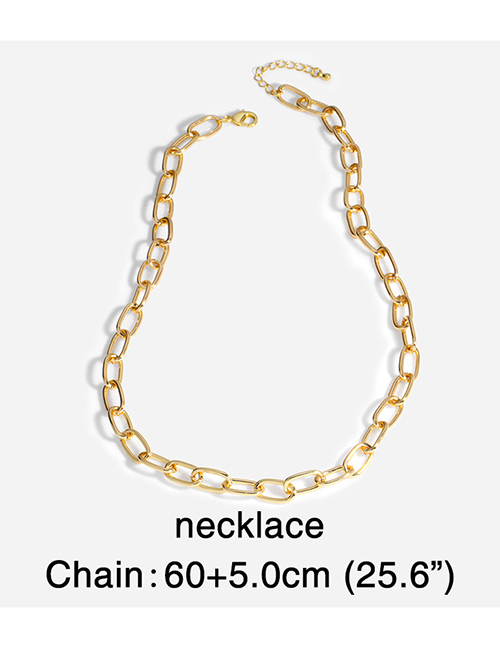 Fashion Necklace 60+5cm Thick Chain Alloy Hollow Bracelet Necklace